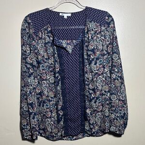 DR2 Daniel Rainn Small Paisley Floral Long Sleeved Career Top